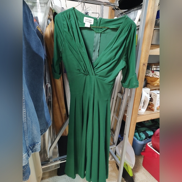 Unique Vintage Dresses & Skirts - 50's Style Green Swing Dress